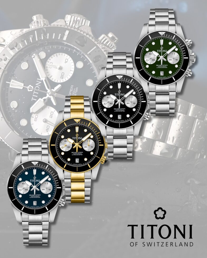 Линейка дайверских хронографов-хронометров Titoni Seascoper 300 Bi-Compax