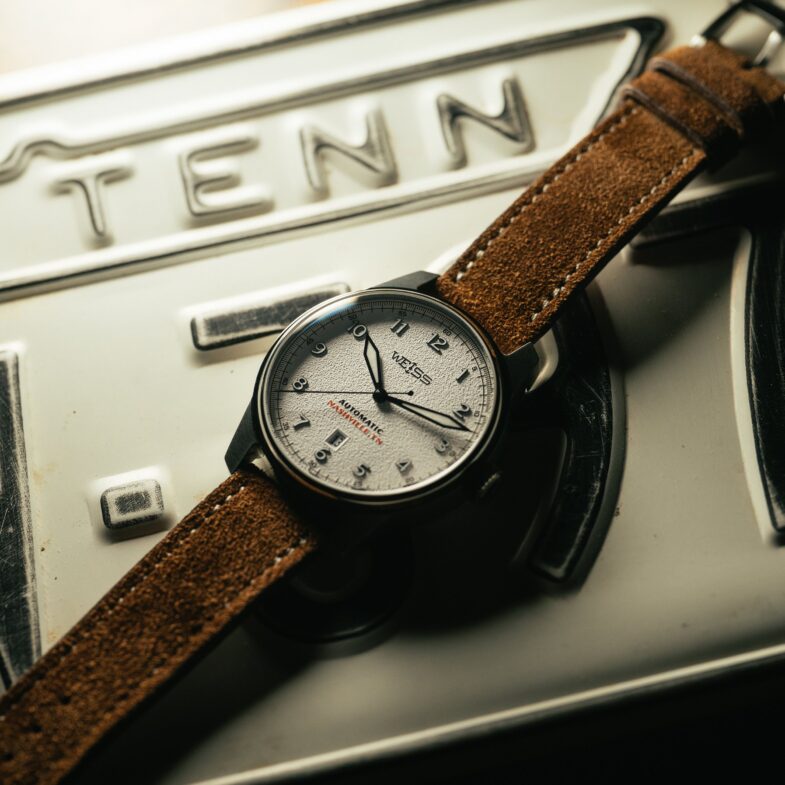Weiss 42mm Automatic Standard Issue Field Watch with Date: Textured White Dial