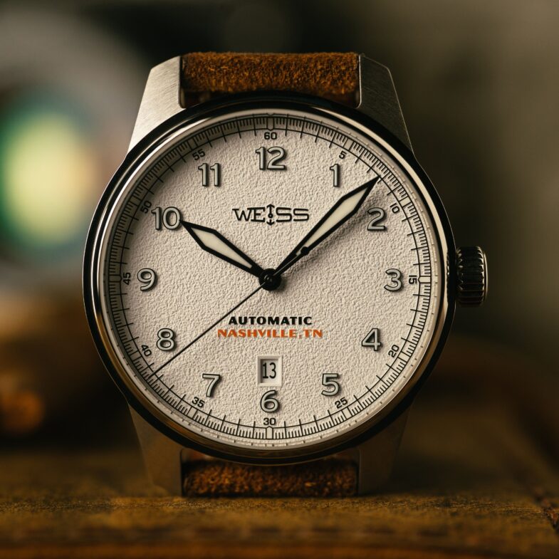 Weiss 42mm Automatic Standard Issue Field Watch with Date: Textured White Dial