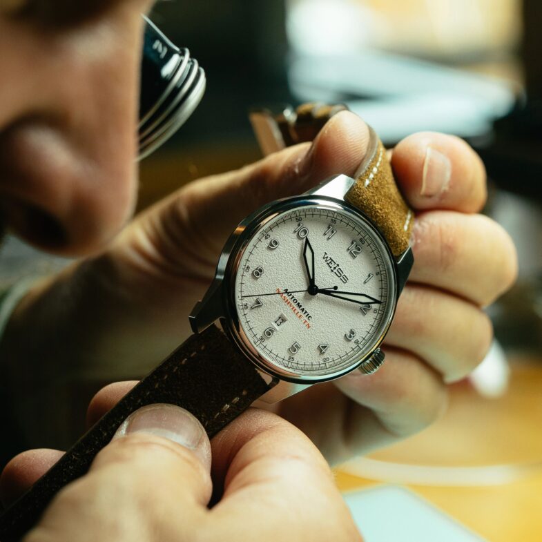 Weiss 42mm Automatic Standard Issue Field Watch with Date: Textured White Dial