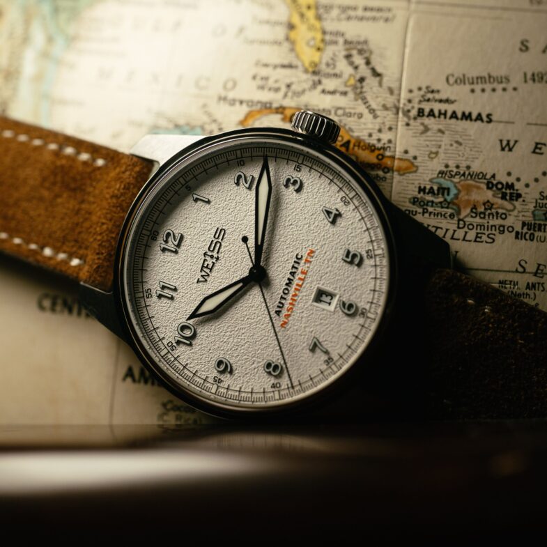 Weiss 42mm Automatic Standard Issue Field Watch with Date: Textured White Dial